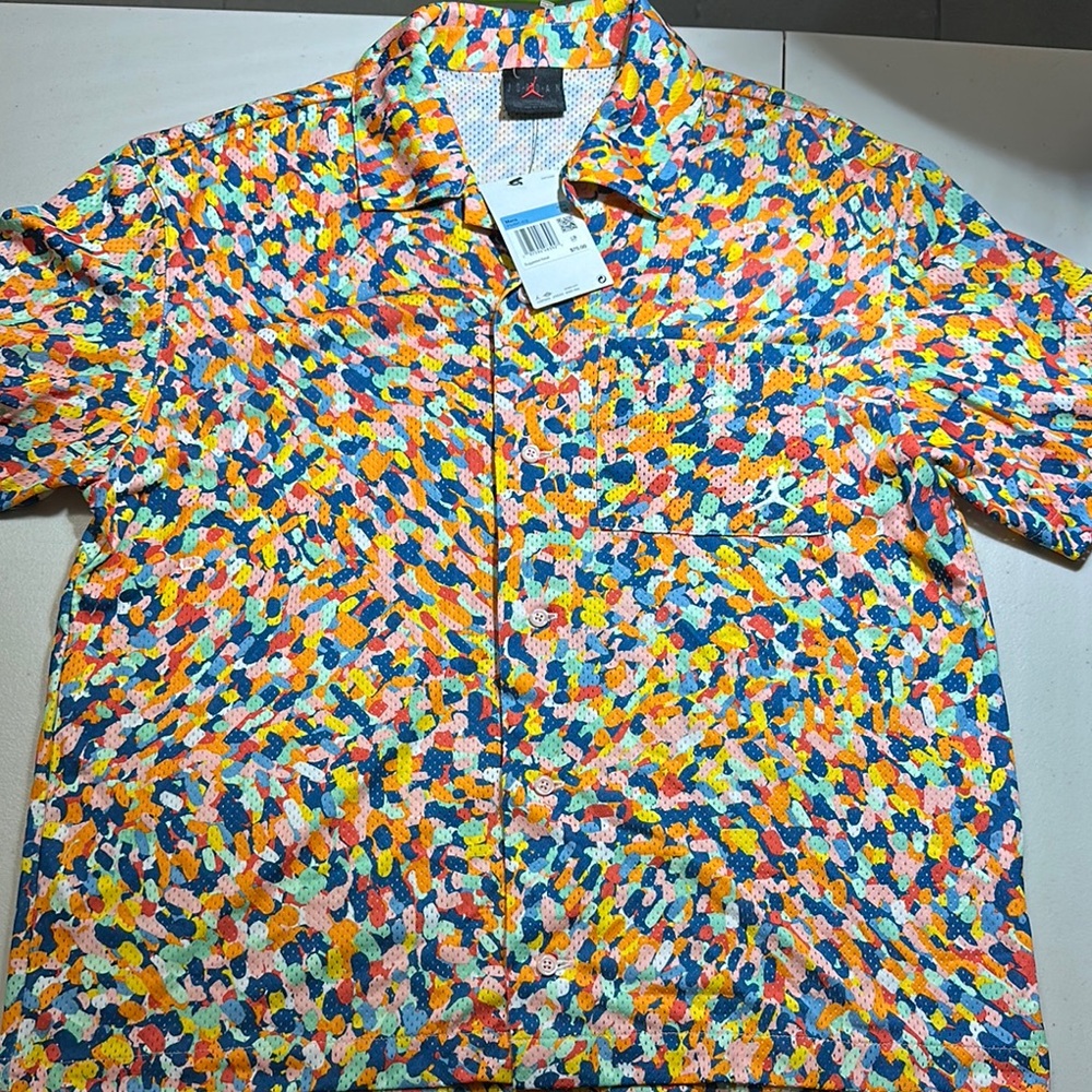 Jordan Colorful Abstract Jersey fabric Men's Dress Shirt in size M